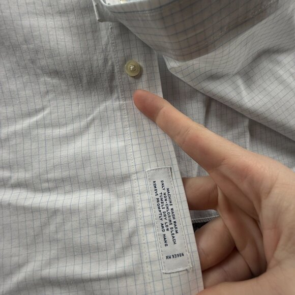 Brooks Brothers 18 38 Slim Cotton Blue Check Non-Iron Mens Long Sleeve Button Up - Picture 12 of 16